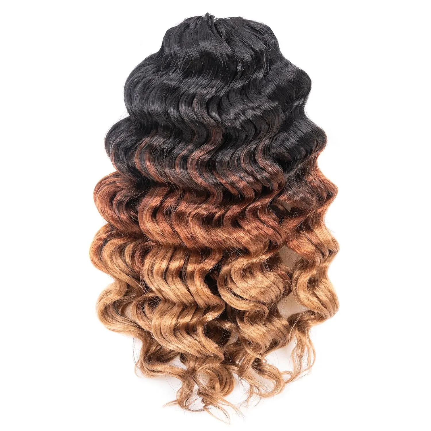 Toyotress Ocean Wave Crochet Hair - 14 Inch 8 Packs Ombre Brown Blonde Ocean Wave Braiding Hair, Beach Curl Deep Twist Water Wave Short Curly Synthetic Hair Extensions (14 Inch, OT30/27-8P)