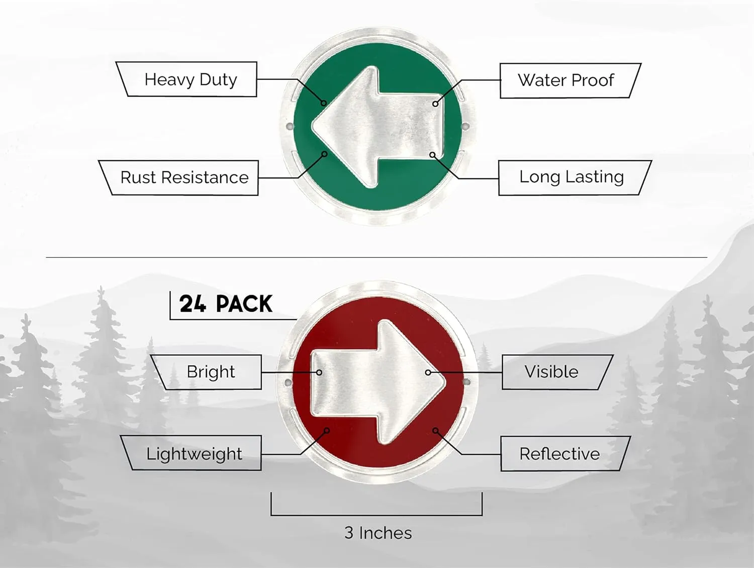 Trail Markers - Bright Reflective Trail Marker Pack of 24, Easy to Mount, Mark Your Trees for Hunting, Hiking, Camping, and More.