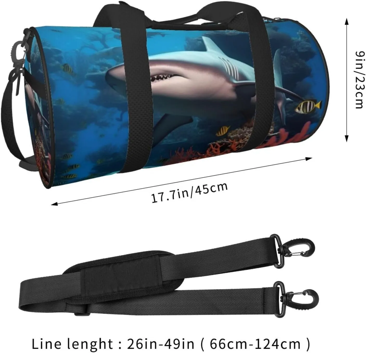 Travel Bag For Women,Submarine Shark Coral Print Personal Item Duffle Bags,Weekend Travel Duffel Tote Bag,Travel Sport Gym Bag For Men,Airplane Travel Essentials For Flying