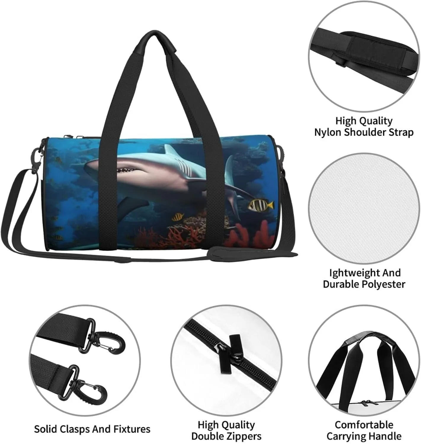 Travel Bag For Women,Submarine Shark Coral Print Personal Item Duffle Bags,Weekend Travel Duffel Tote Bag,Travel Sport Gym Bag For Men,Airplane Travel Essentials For Flying