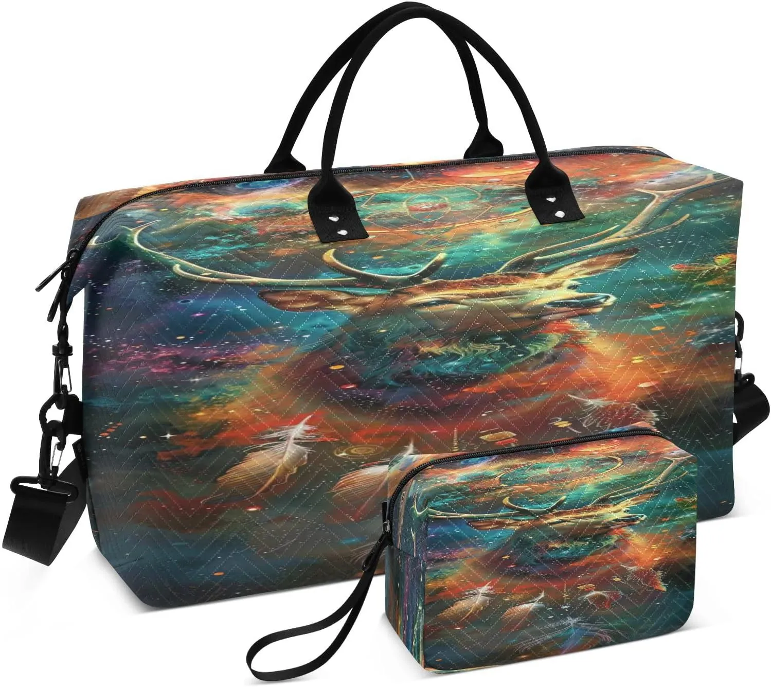 Travel Duffel Bag Large Weekender Overnight Bags for Women Men, Dream Catcher Pattern Gym Bag with Toiletry Bag