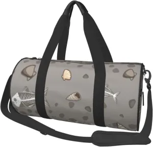 Travel Duffle Bag for Men Women, Soil Fishbone Seashell Fossils Duffle Bags for Sport Gym Overnight Luggage