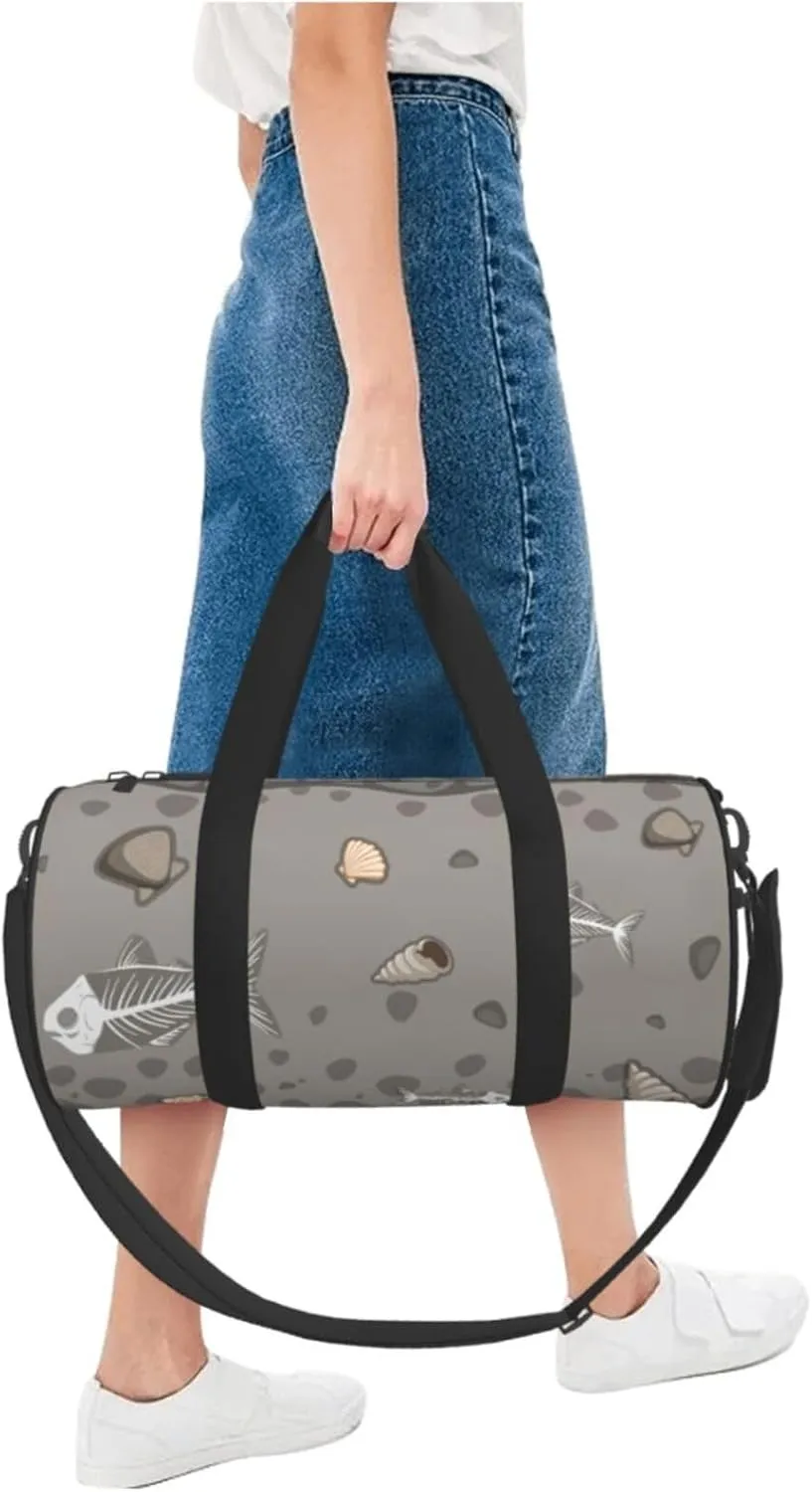 Travel Duffle Bag for Men Women, Soil Fishbone Seashell Fossils Duffle Bags for Sport Gym Overnight Luggage