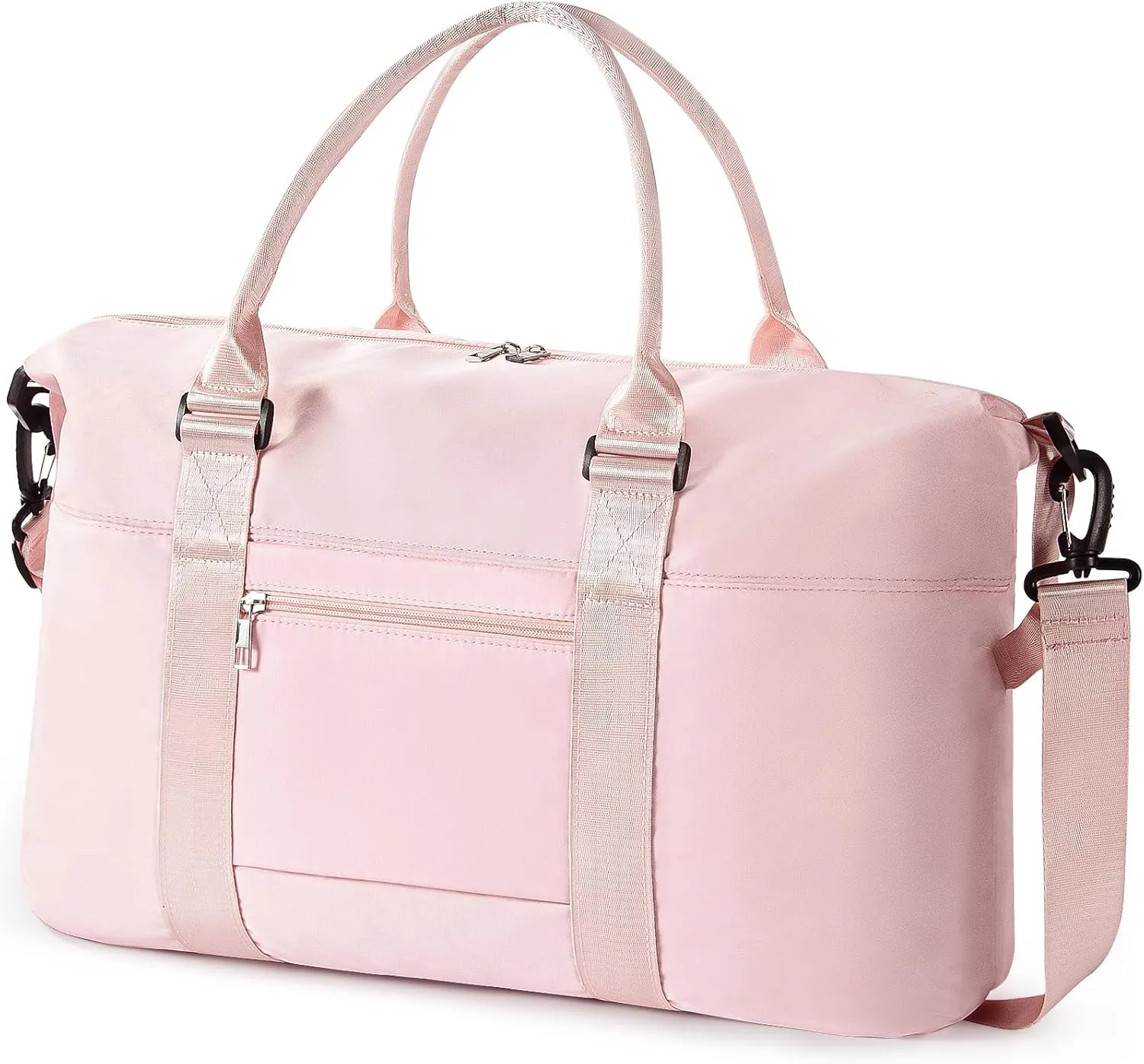 Travel Duffle Bag, Waterproof Weekender Bag for Women, Lightweight Carry on Sport Gym Bag for Women, Overnight Tote Luggage Bag with Trollery Sleeve (Coral Pink)