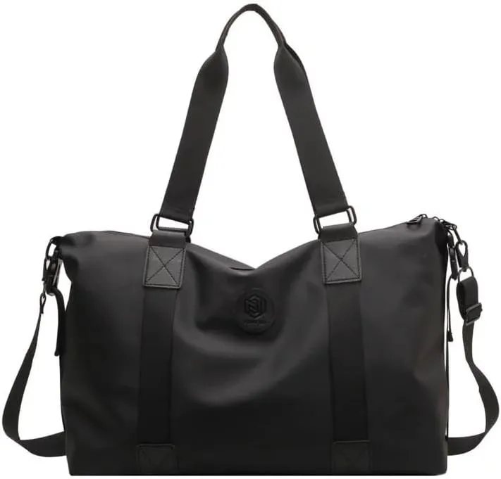 Travel Duffle Bags Large Gym Sports Crossbody Bag Foldable Overnight Weekender Carry-on Luggage Bag Personal Item Tote Bag (Black)
