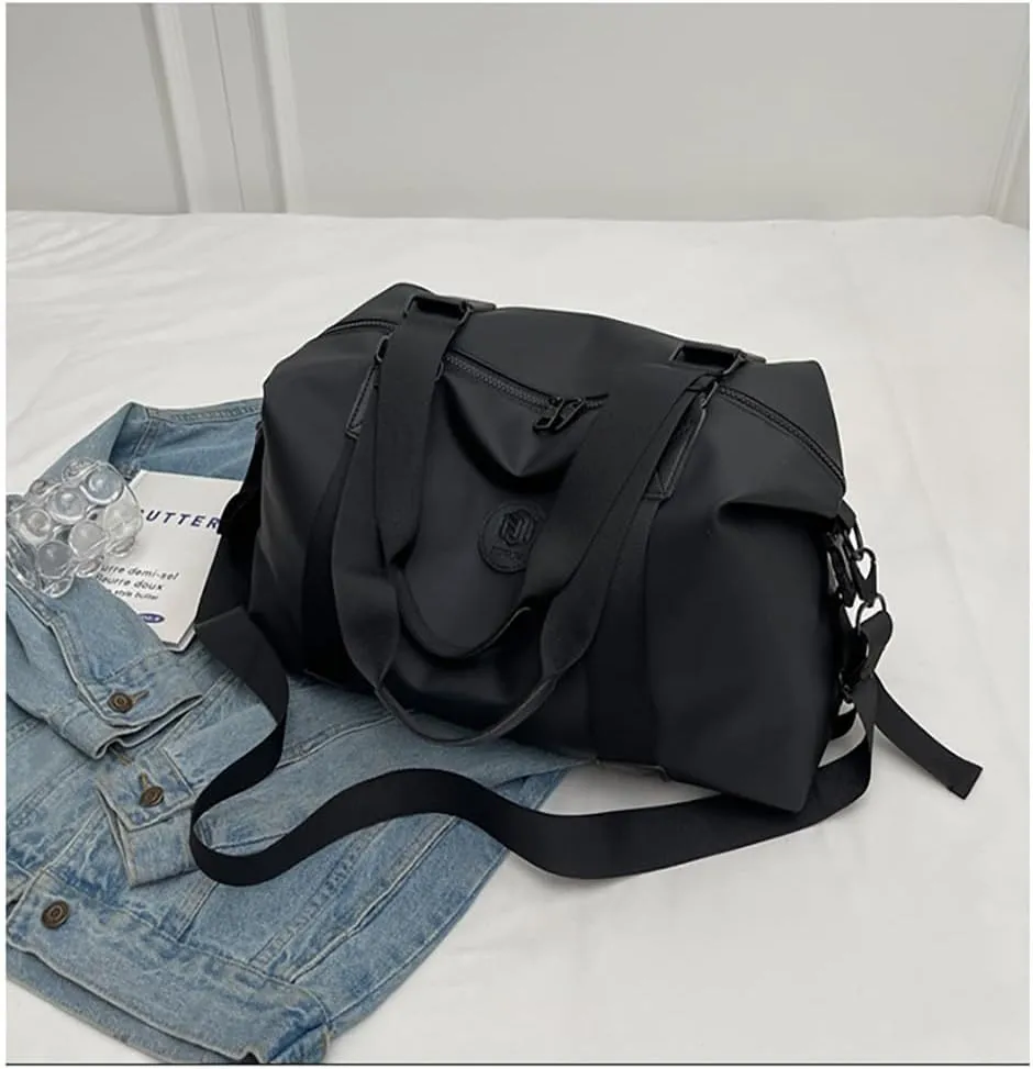 Travel Duffle Bags Large Gym Sports Crossbody Bag Foldable Overnight Weekender Carry-on Luggage Bag Personal Item Tote Bag (Black)