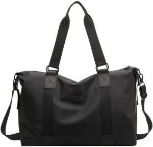 Travel Duffle Bags Large Gym Sports Crossbody Bag Foldable Overnight Weekender Carry-on Luggage Bag Personal Item Tote Bag (Black)