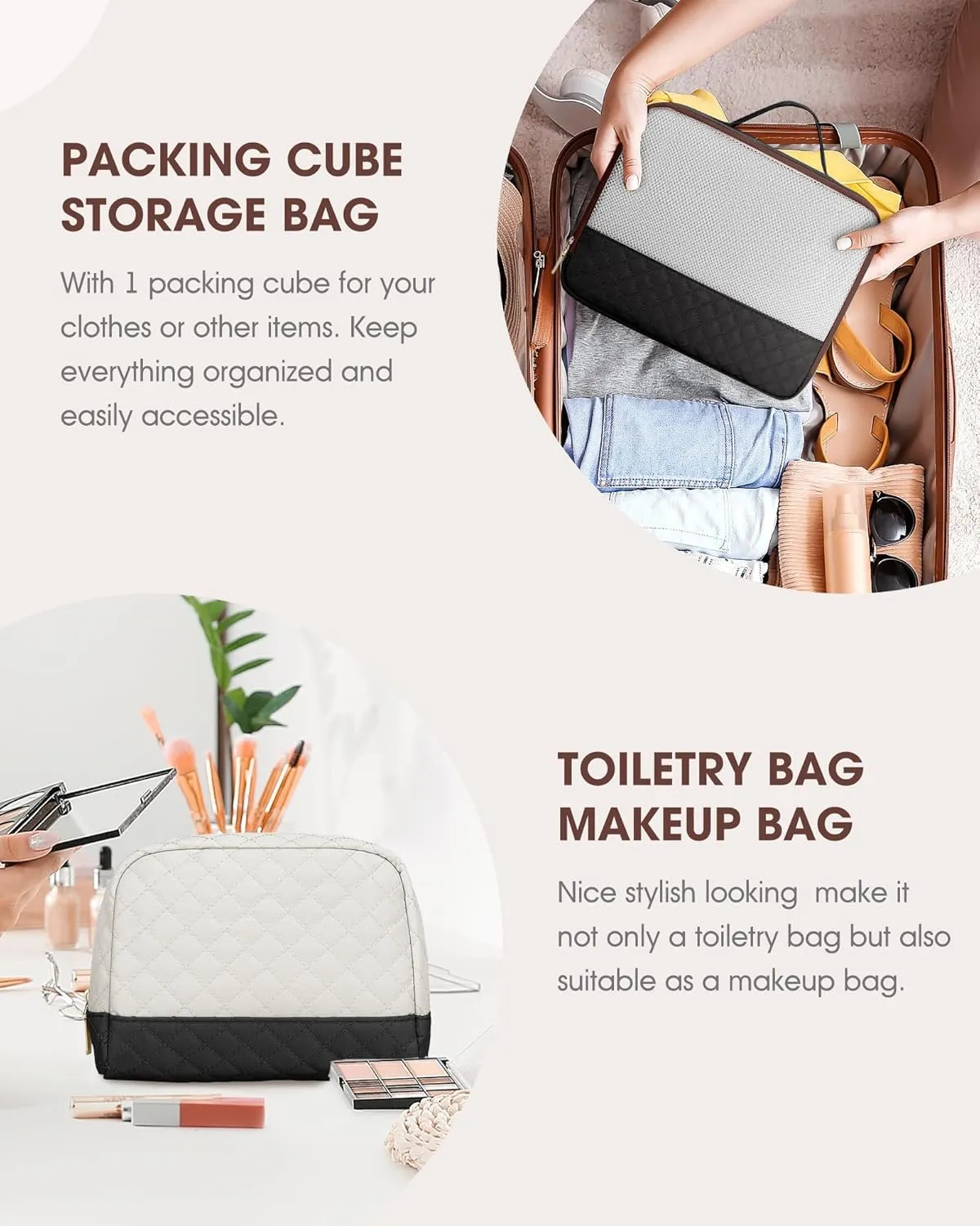 Travel Weekender Bags for Women - Large Carry On Duffel Bags with Shoe Compartment Overnight Weekender Tote Bags with Wet Pocket Gym Duffle Bag for Travel Sports Weekend Hospital Beige Black Brown