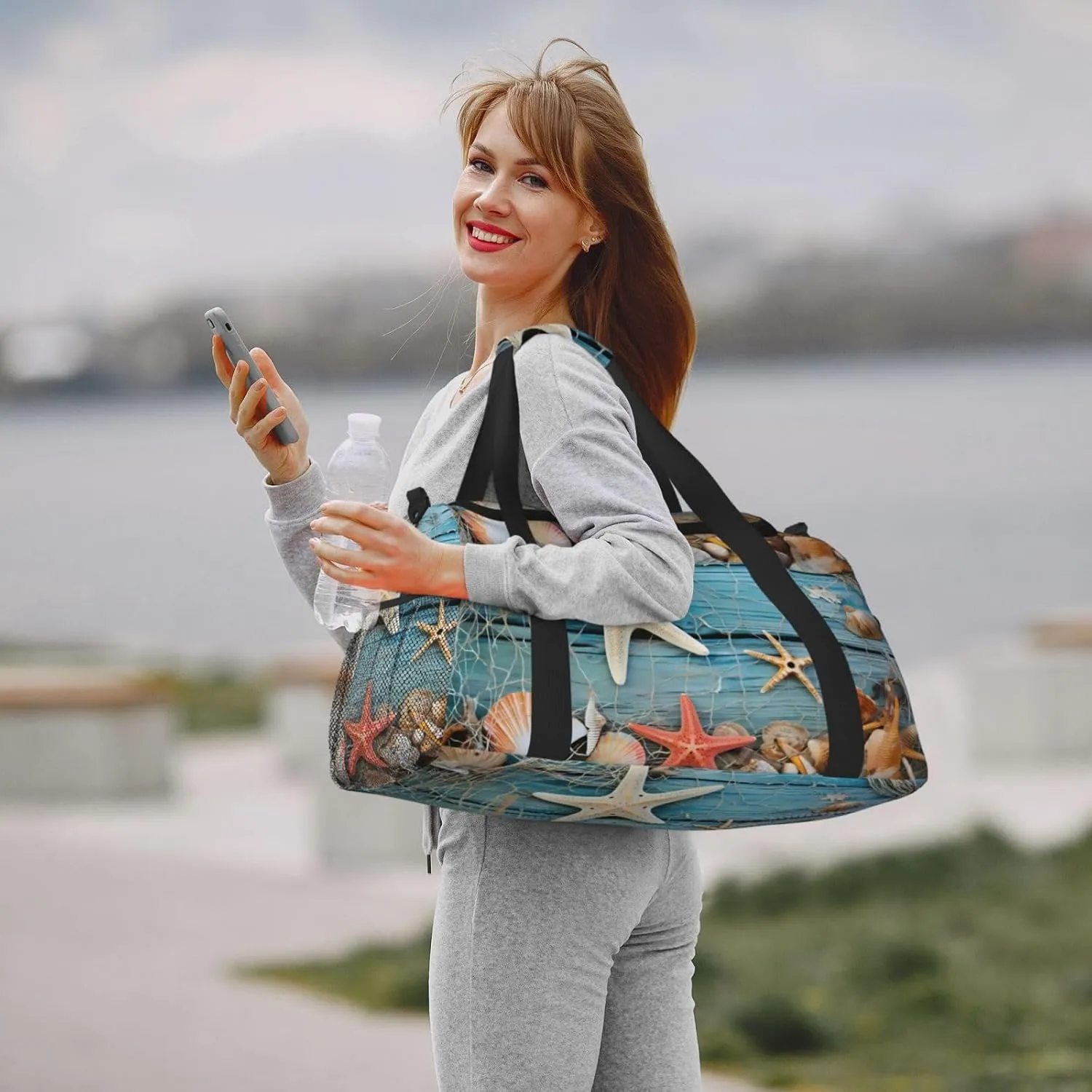 Travel Weekender Overnight Bags Seashell Beach Starfish Foldable Hand Travel Bag Sport Gym Duffel Bag For Men Women