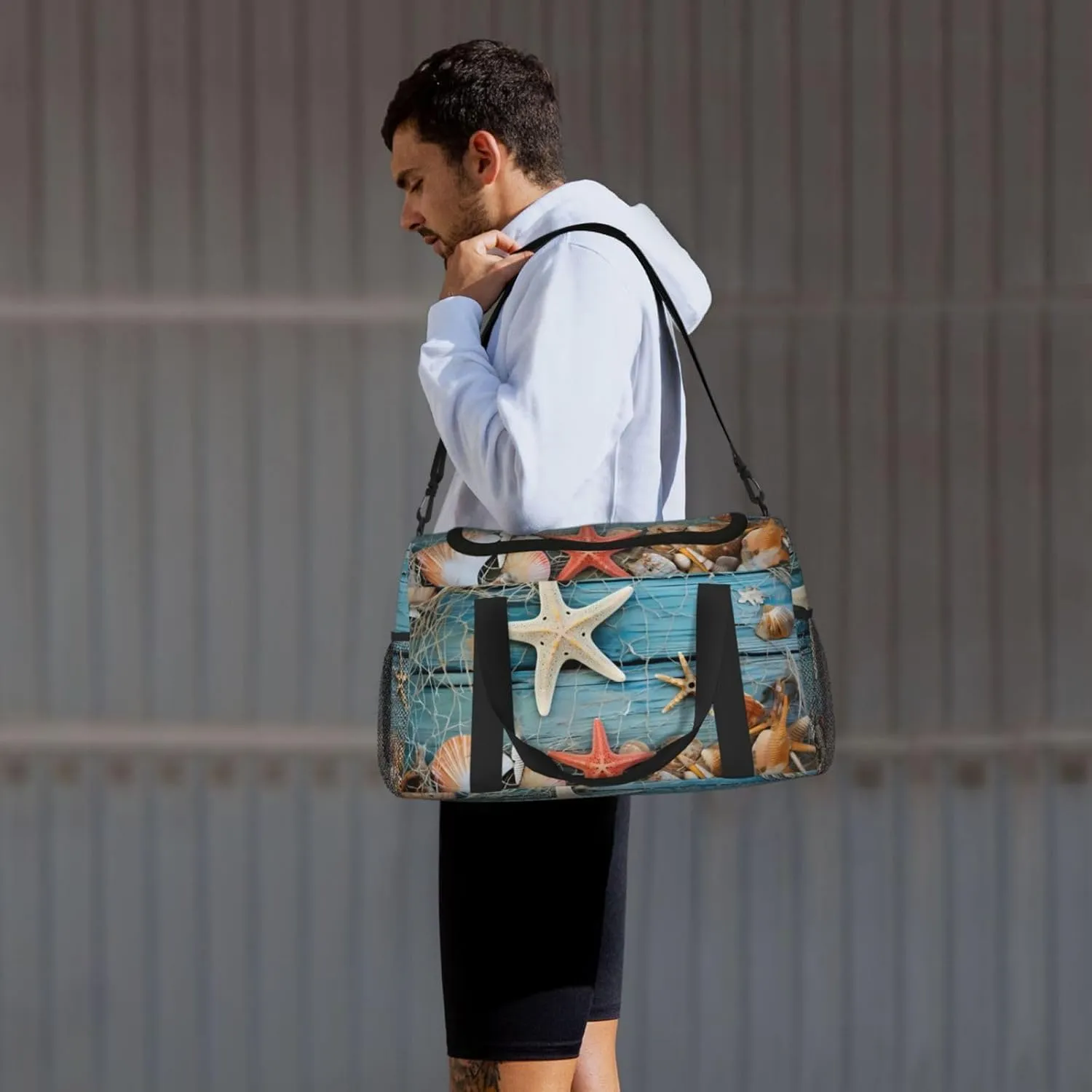 Travel Weekender Overnight Bags Seashell Beach Starfish Foldable Hand Travel Bag Sport Gym Duffel Bag For Men Women