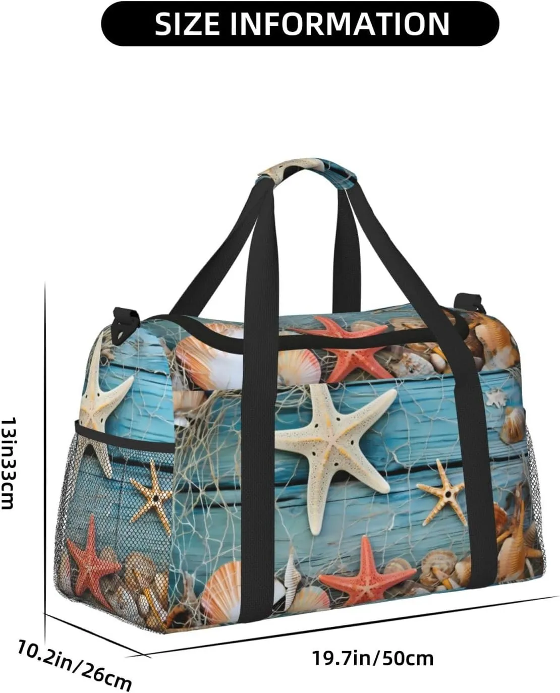 Travel Weekender Overnight Bags Seashell Beach Starfish Foldable Hand Travel Bag Sport Gym Duffel Bag For Men Women
