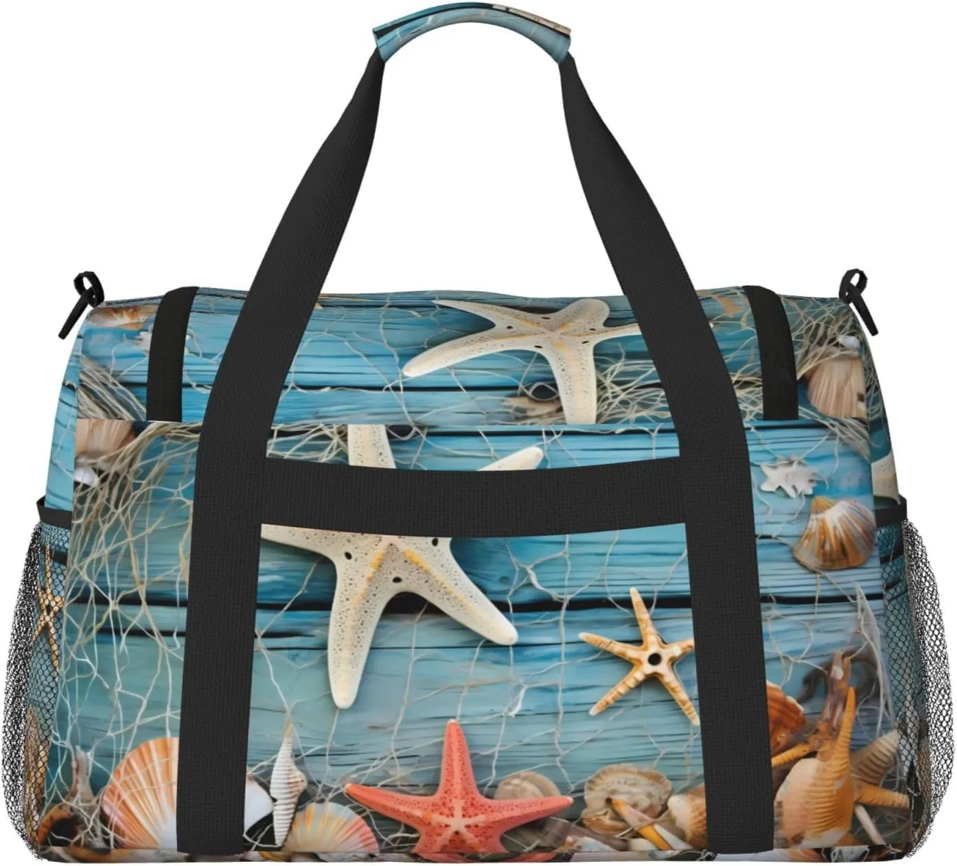 Travel Weekender Overnight Bags Seashell Beach Starfish Foldable Hand Travel Bag Sport Gym Duffel Bag For Men Women
