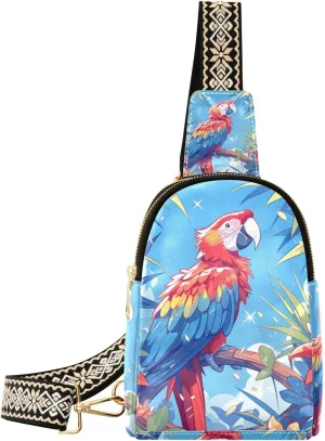 trendy Cartoon Scarlet Macaw body fanny pack anti-theft bags for women crossbody for hiking