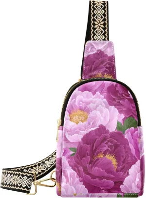trendy Romania Peony Beauty Flower bag for women waterproof sling bag for men for travel