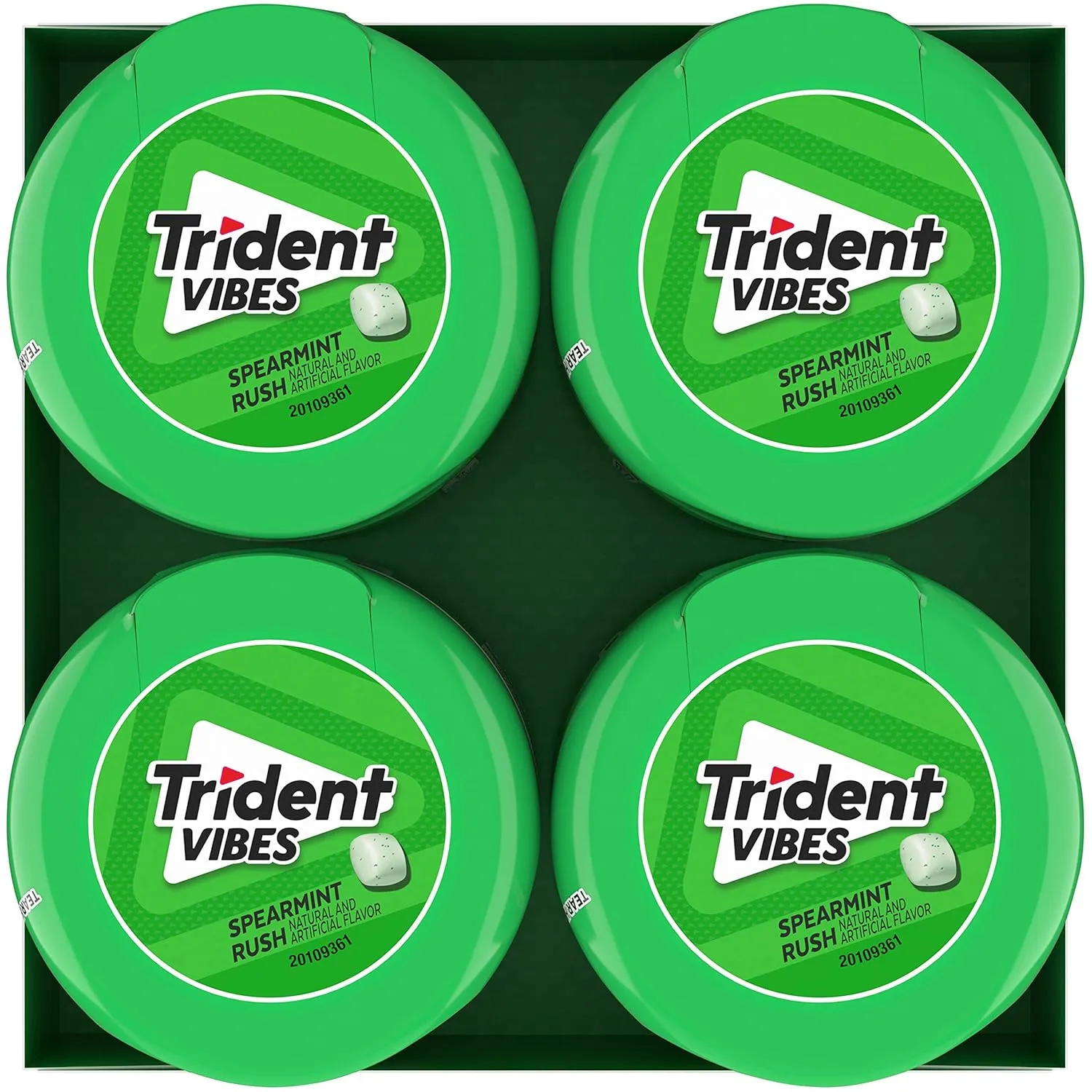 Trident Vibes Spearmint Rush Sugar Free Gum, 4 Bottles of 40 Pieces (160 Total Pieces)