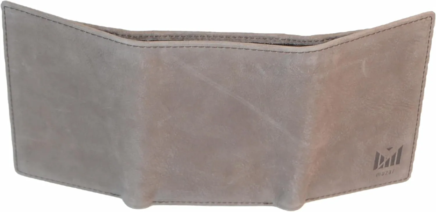 Trifold Premium Leather Wallet for Men with RFID Blocking (Marriott Brown)