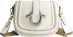 True Religion Bag, Women's Faux Leather Crossbody Purse with Adjustable Shoulder Strap, White