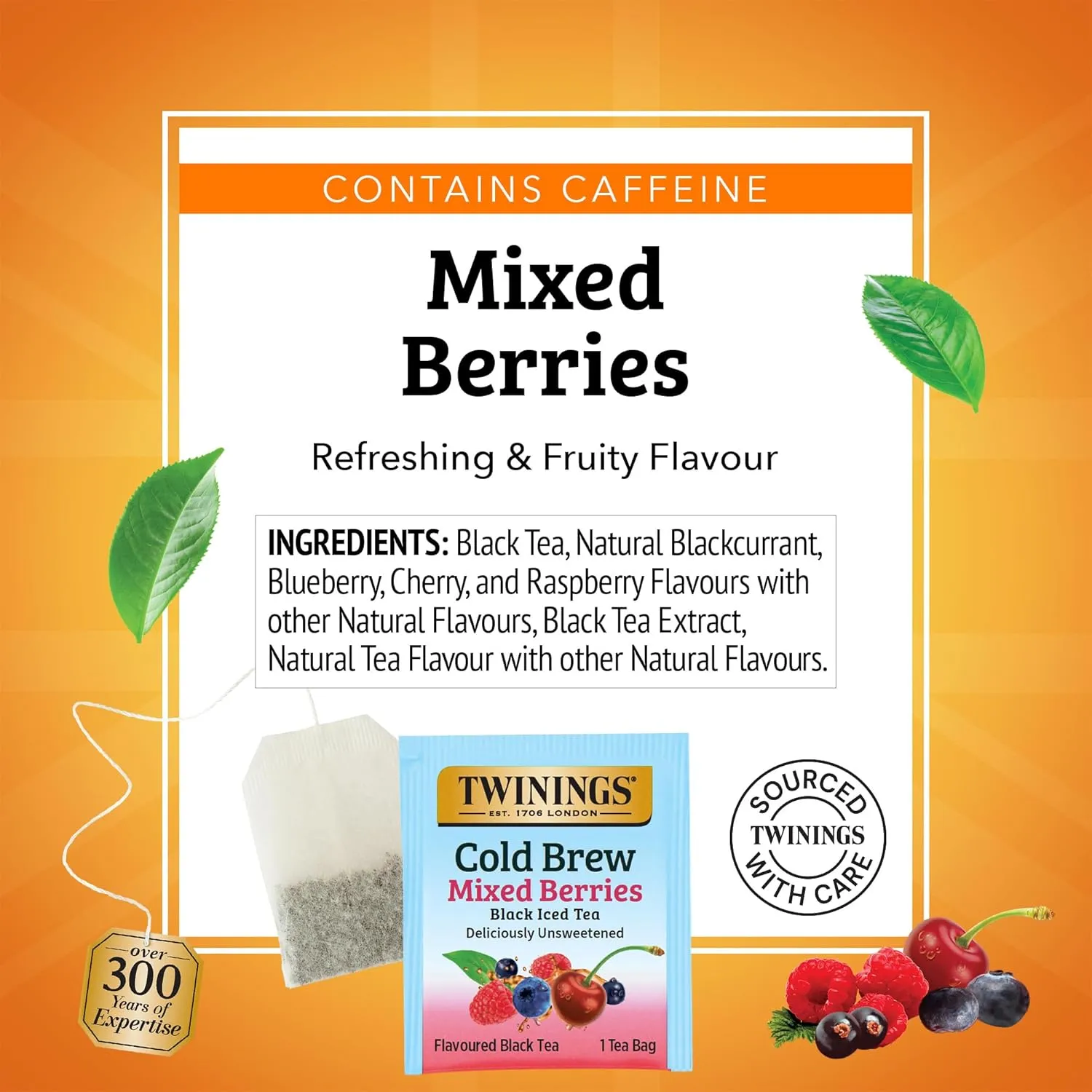 Twinings Mixed Berries Cold Brewed Iced Tea Bags, 20 Count (Pack of 6), Unsweetened Flavoured Black Tea, Caffeinated