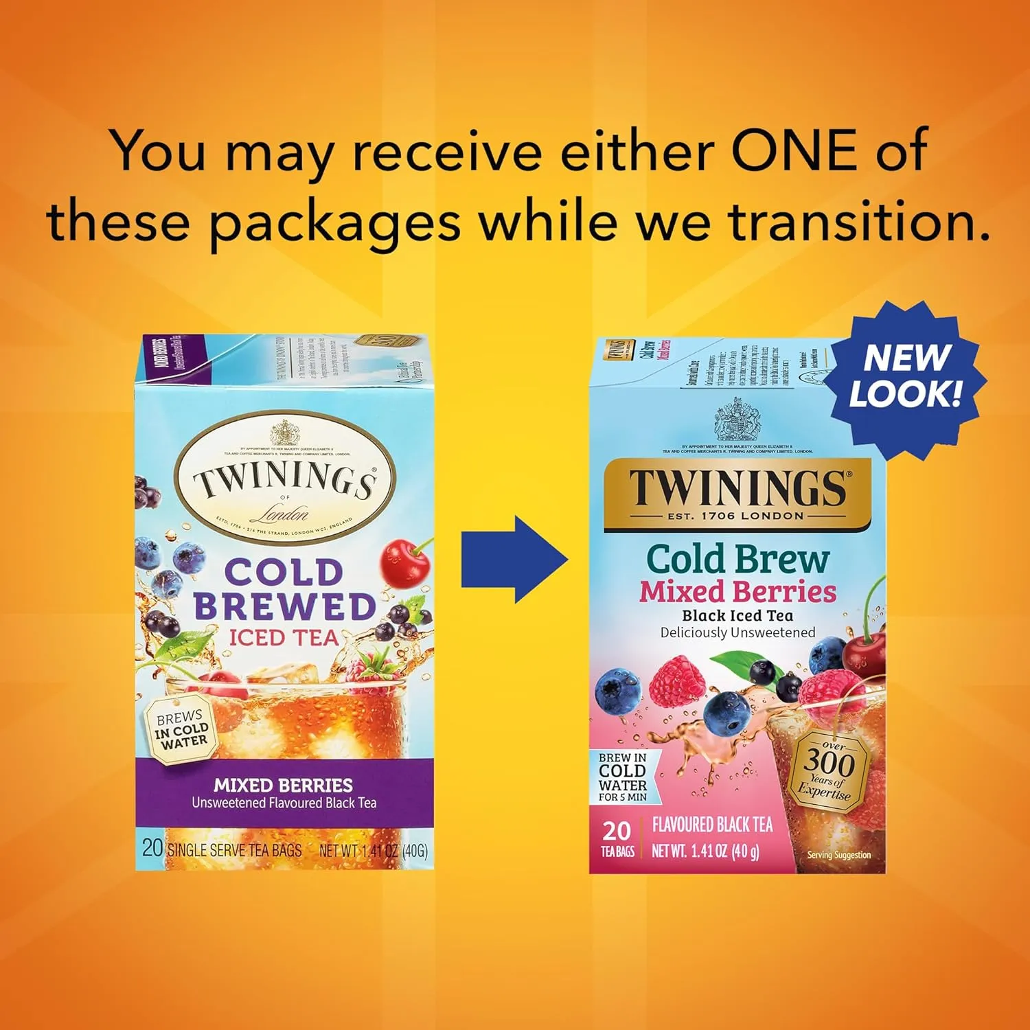 Twinings Mixed Berries Cold Brewed Iced Tea Bags, 20 Count (Pack of 6), Unsweetened Flavoured Black Tea, Caffeinated