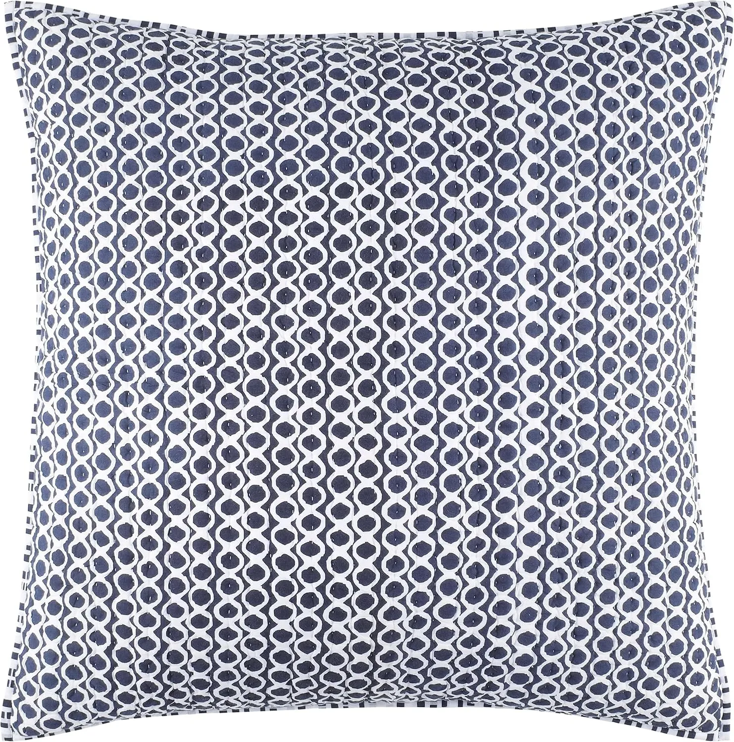 Tyler Indigo Quilted Pillow Sham, Standard Size, Blue Graphic Pattern