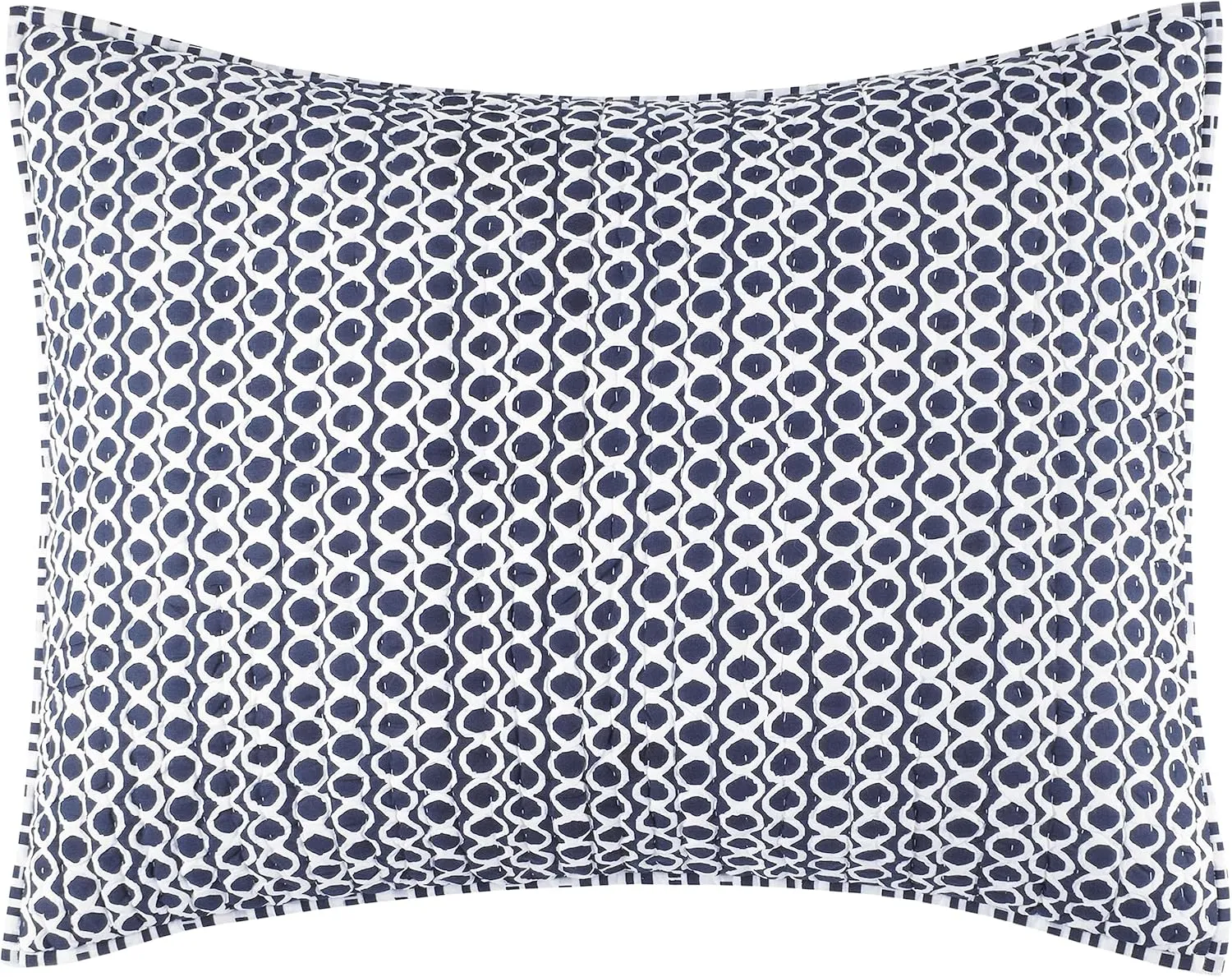 Tyler Indigo Quilted Pillow Sham, Standard Size, Blue Graphic Pattern