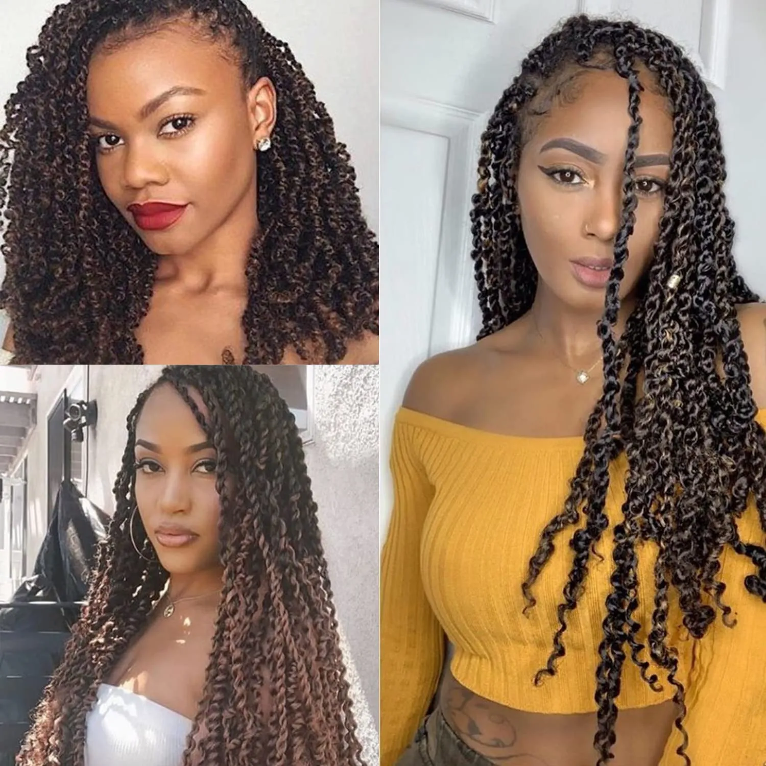 Ubeleco 18 Inch Passion Twist Hair, Water Wave Crochet Hair for Women Ombre Brown Passion Twist Crochet Hair 6 Packs Long Bohemian Synthetic Curly Braiding Hair Extensions(6pcs,1B/30)