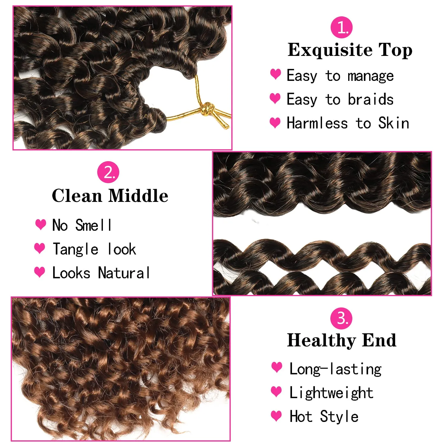 Ubeleco 18 Inch Passion Twist Hair, Water Wave Crochet Hair for Women Ombre Brown Passion Twist Crochet Hair 6 Packs Long Bohemian Synthetic Curly Braiding Hair Extensions(6pcs,1B/30)