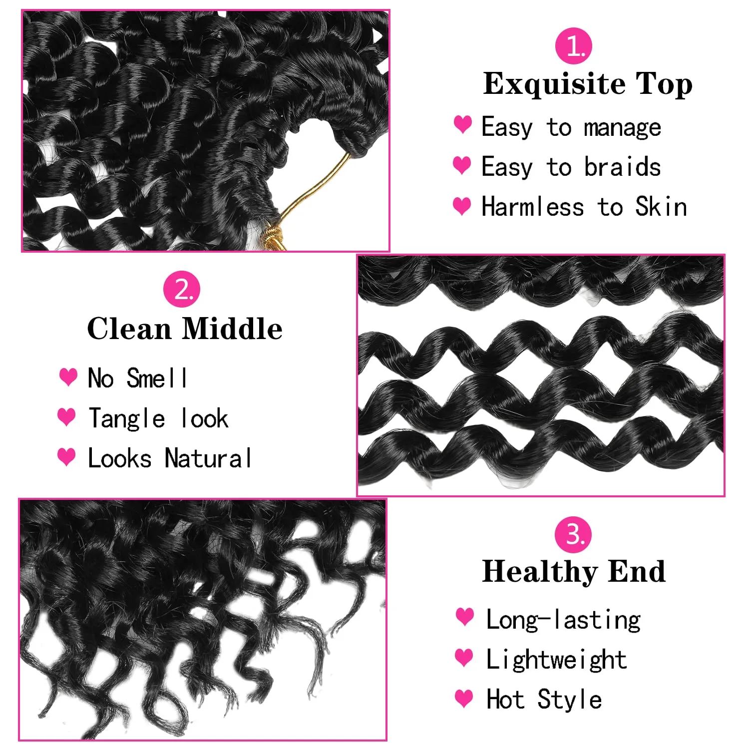 Ubeleco Passion Twist Hair 18 Inch 132 Strands Full Head Water Wave Crochet Hair Long Curly Braiding Hair Spring Twist Crochet Braids Hair Extensions for Black Women(18inch,1B)