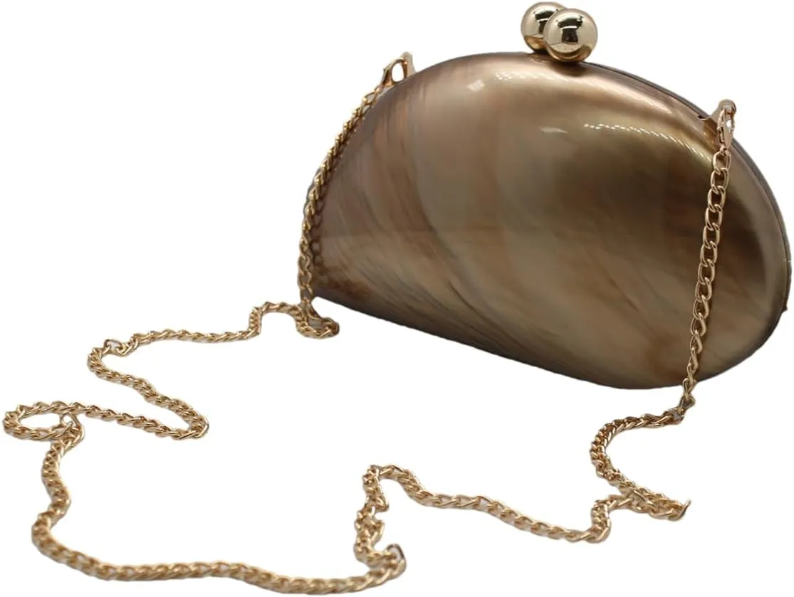 UMREN Seashell Chain Shoulder Bag for Women Acrylic Evening Clutch Bag Glitter Marble Purse Handbag for Wedding Party Prom