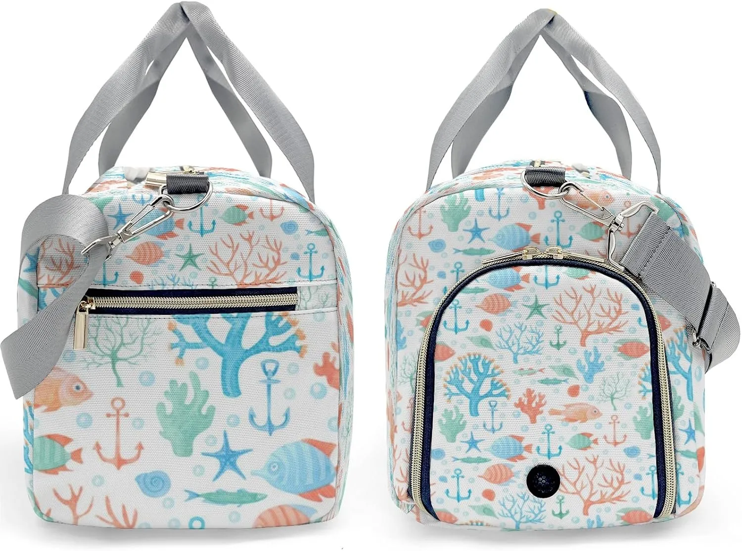 Underwater Coral Fishes Anchor Personalized Duffel Bags Customized Multi-Function Travel Bag Gym Sports Bag Dance Ballet Overnight Carry On Weekend Bag