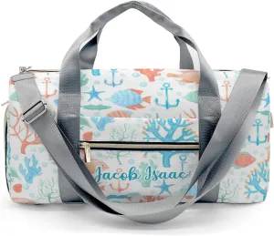 Underwater Coral Fishes Anchor Personalized Duffel Bags Customized Multi-Function Travel Bag Gym Sports Bag Dance Ballet Overnight Carry On Weekend Bag