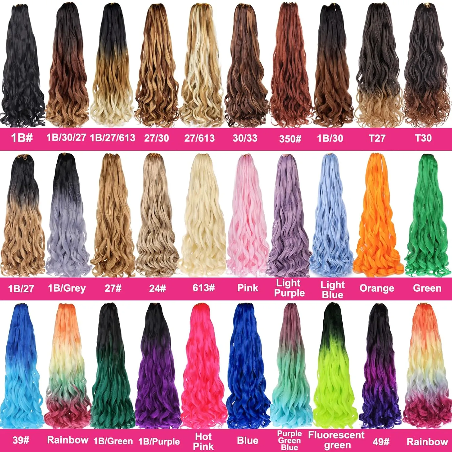 Unionbeauty French Curl Braiding Hair 18 Inch 8 Packs Pre Stretched Body Wave Crochet Braids for Boho Box Braids Crochet Hair French Curls French Curly Braiding Hair for Black Woman 30#