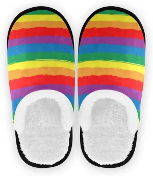 Unisex Slippers Fuzzy Feet Plush Cotton Slippers Anti-Slip Warm House Shoes M/L
