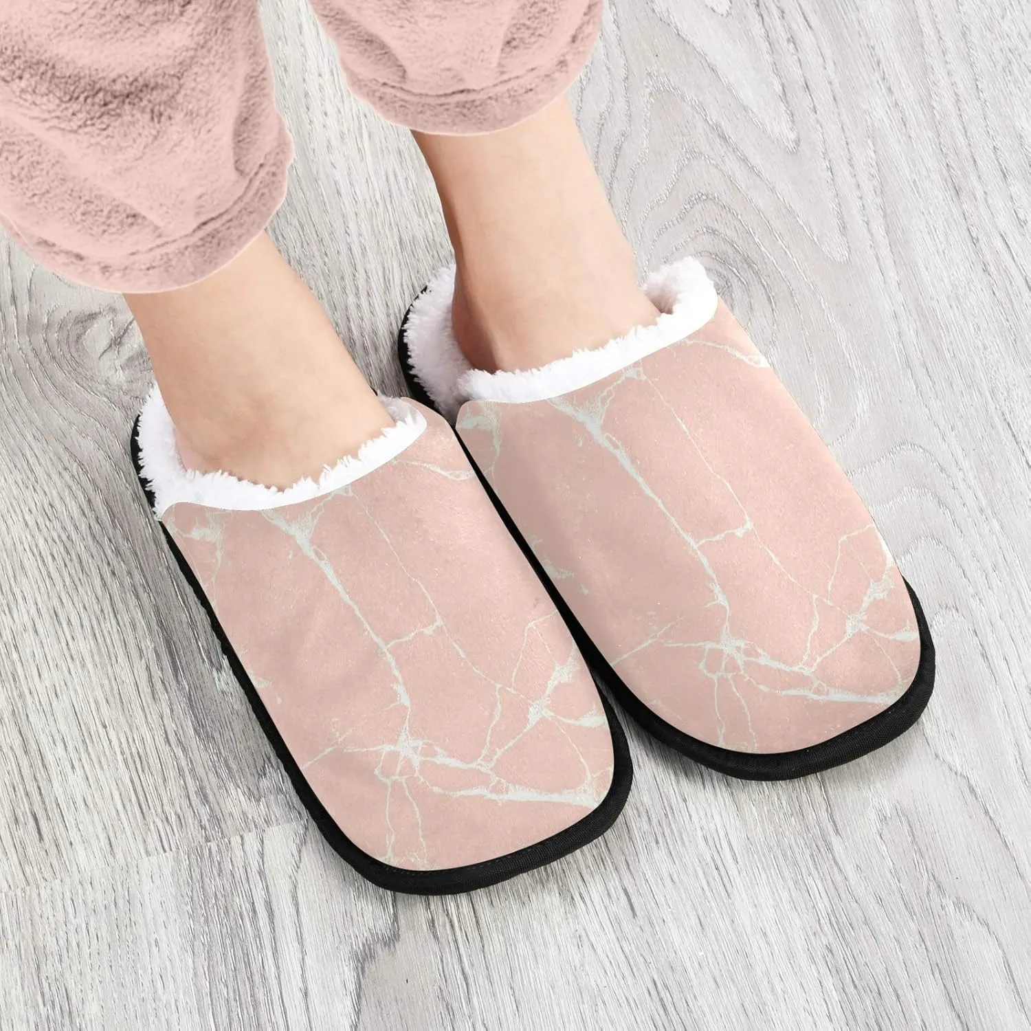 Unisex Slippers Fuzzy Feet Plush Cotton Slippers Anti-Slip Warm House Shoes M/L