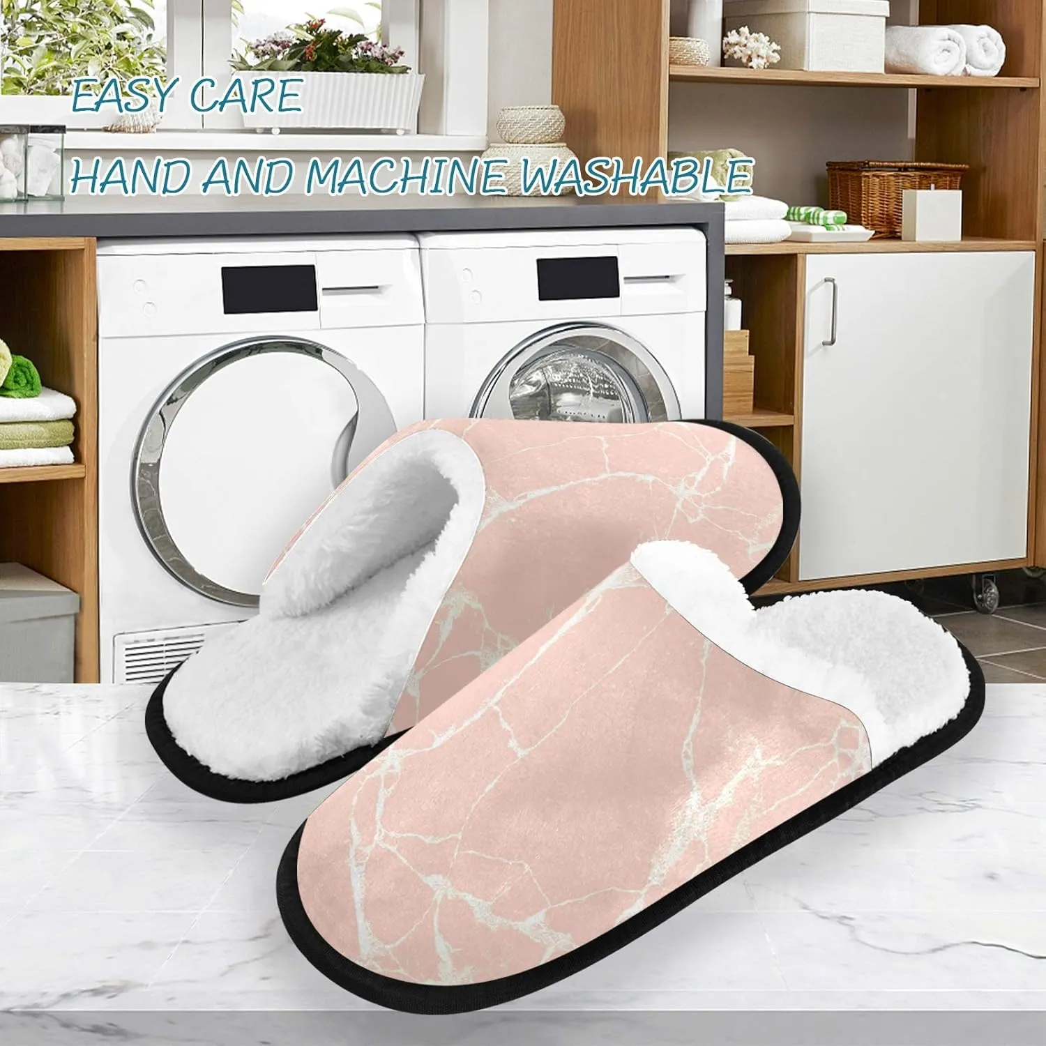 Unisex Slippers Fuzzy Feet Plush Cotton Slippers Anti-Slip Warm House Shoes M/L