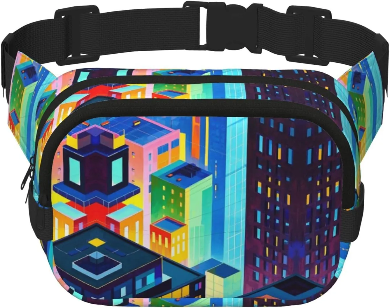 Urban Reflections Print Crossbody Waist Bag, Adjustable Everywhere Fanny Packs for Men&Women/Traveling/Outdoors/Hiking