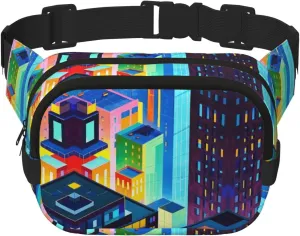 Urban Reflections Print Crossbody Waist Bag, Adjustable Everywhere Fanny Packs for Men&Women/Traveling/Outdoors/Hiking