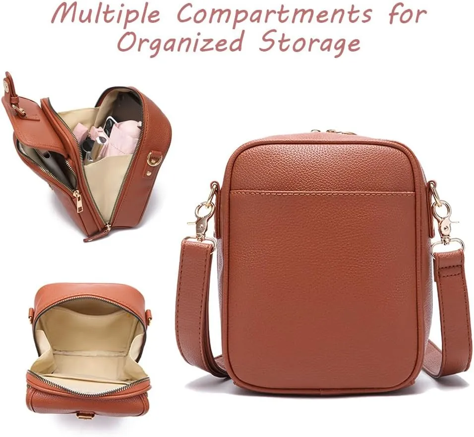 Urvashi Crossbody Leather Bag, Anti Theft Shoulder Bags Built In Wallet, Large Capacity with 10 Card Slots