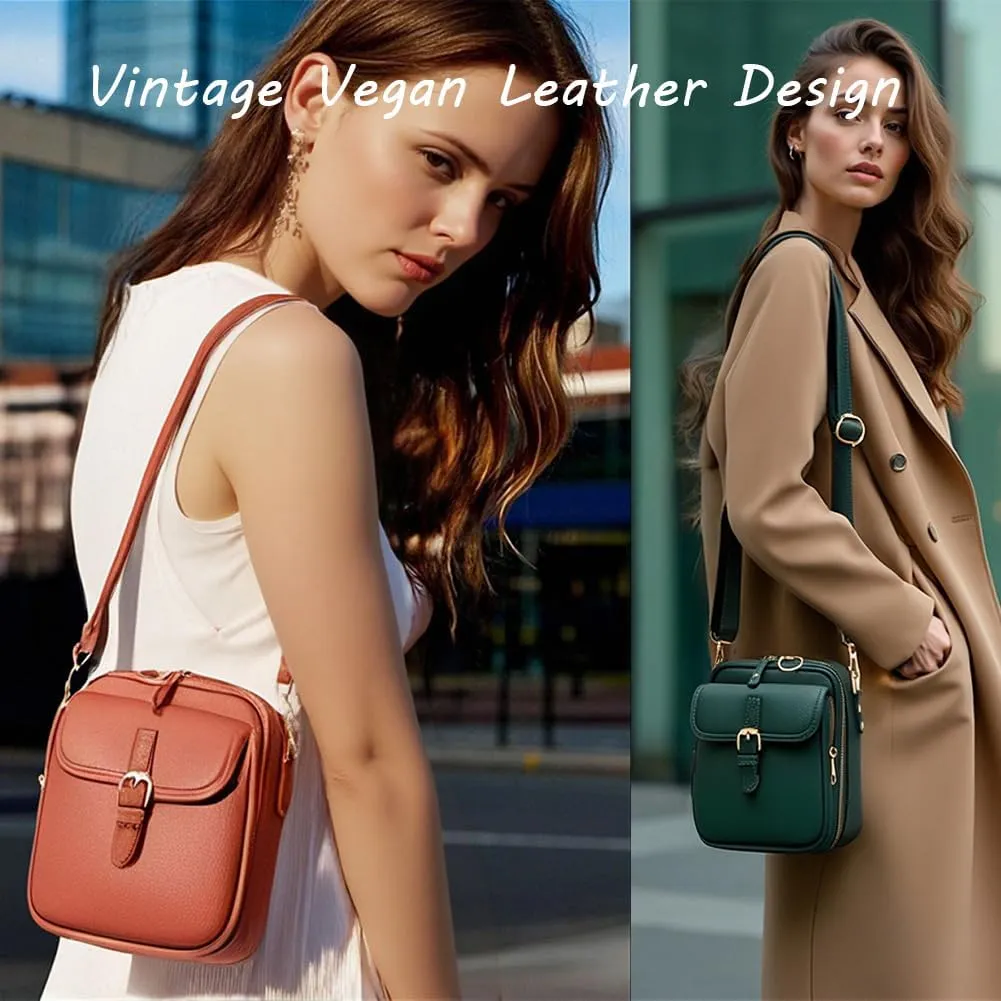 Urvashi Crossbody Leather Bag, Anti Theft Shoulder Bags Built In Wallet, Large Capacity with 10 Card Slots
