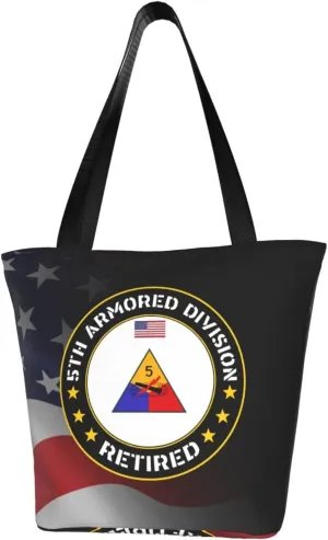 Us Army 5th Armored Division Retired Fashion Shoulder Bag Large Capacity For Man Or Woman