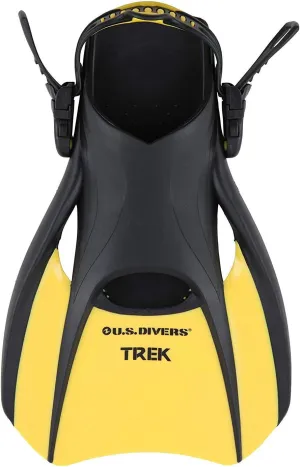 US Divers Adult Trek Travel Fins, Compact Design, Comfortable Lightweight Adjustable Snorkling Fins for Men and Women, (Unisex - S/M/L)