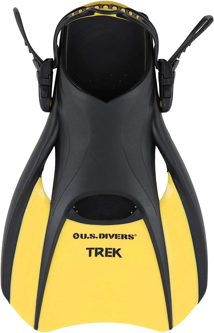 US Divers Adult Trek Travel Fins, Compact Design, Comfortable Lightweight Adjustable Snorkling Fins for Men and Women, (Unisex - S/M/L)