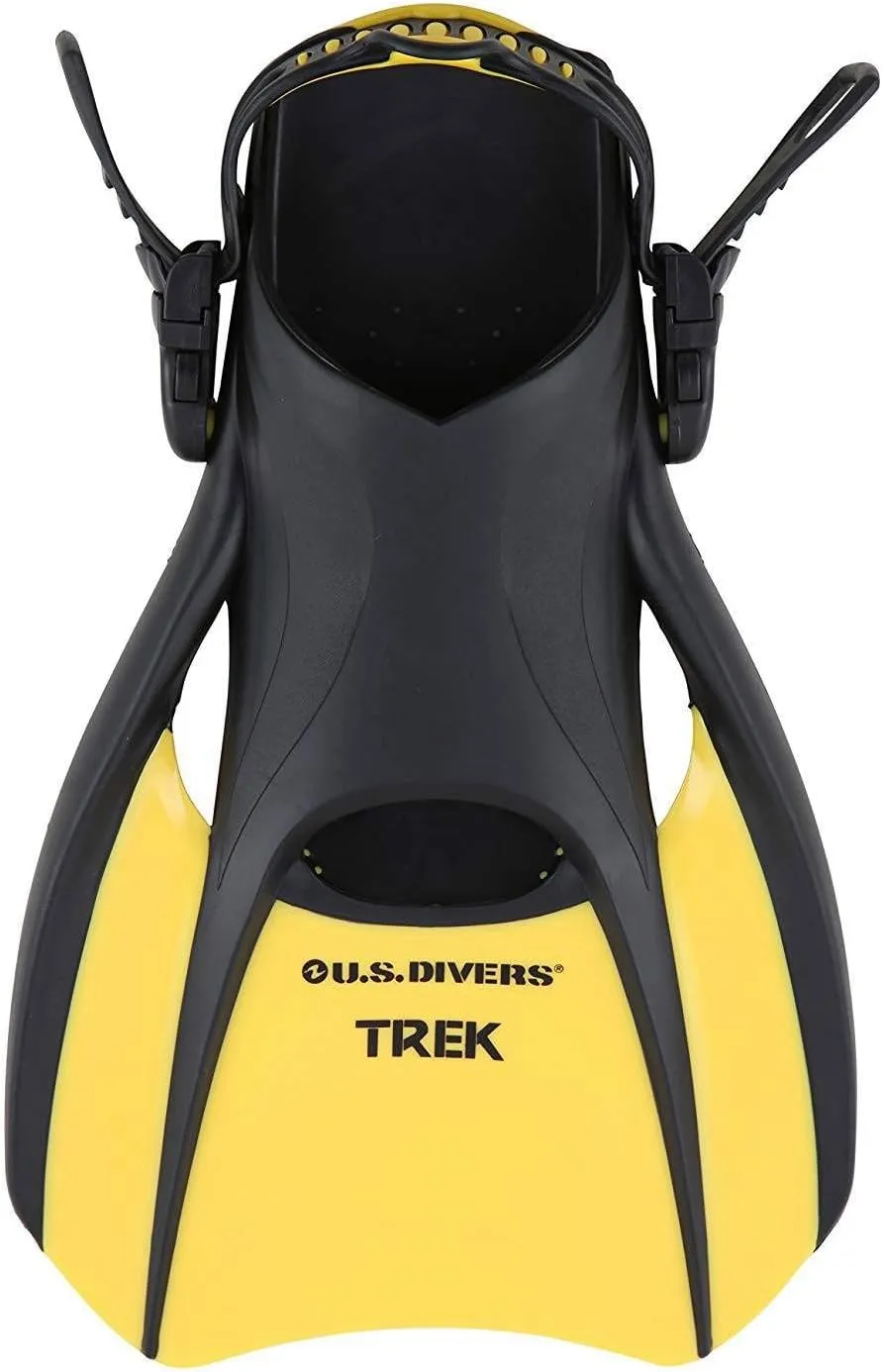 US Divers Adult Trek Travel Fins, Compact Design, Comfortable Lightweight Adjustable Snorkling Fins for Men and Women, (Unisex - S/M/L)