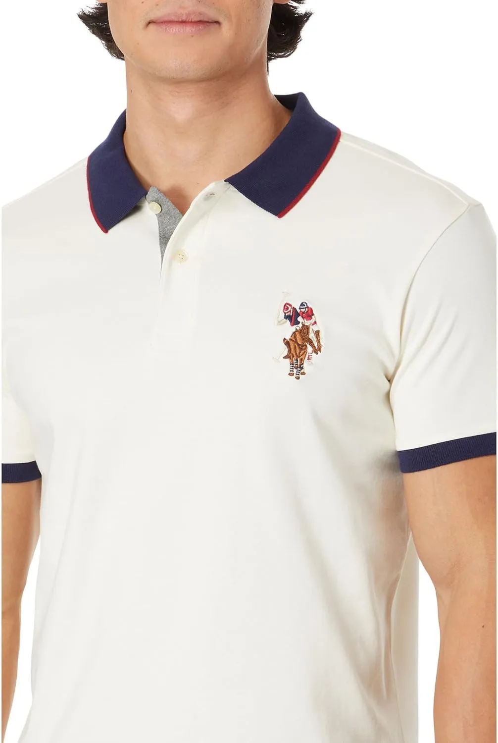 U.S. POLO ASSN. Men's Short Sleeve Slim Fit Multicolor Pony Interlock Polo Shirt