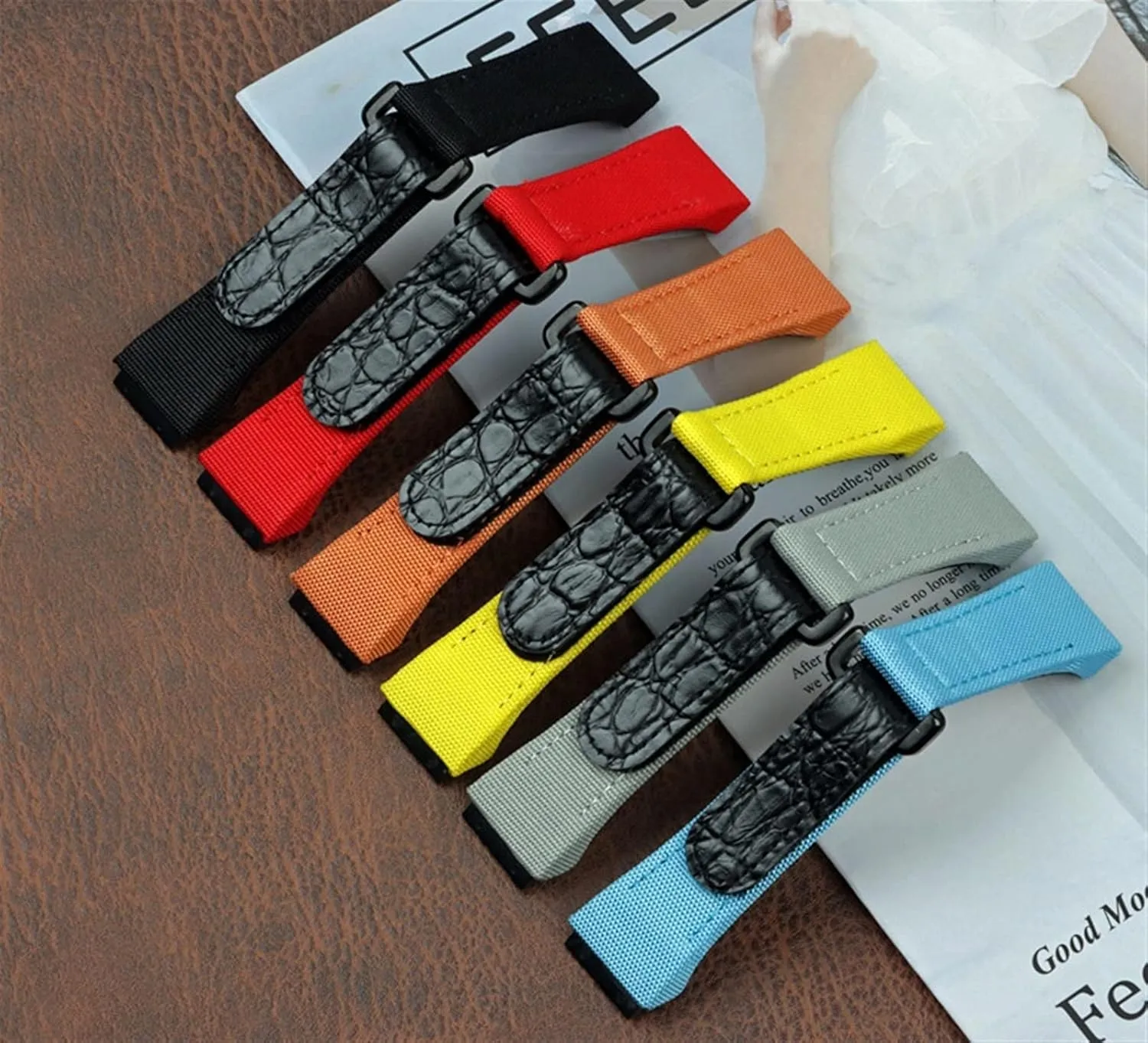 VELORE 25mm Men Nylon Fabric With Leather Watchband For Richard Watch Mille Strap Band Bracelet Buckle For Spring Bar Version