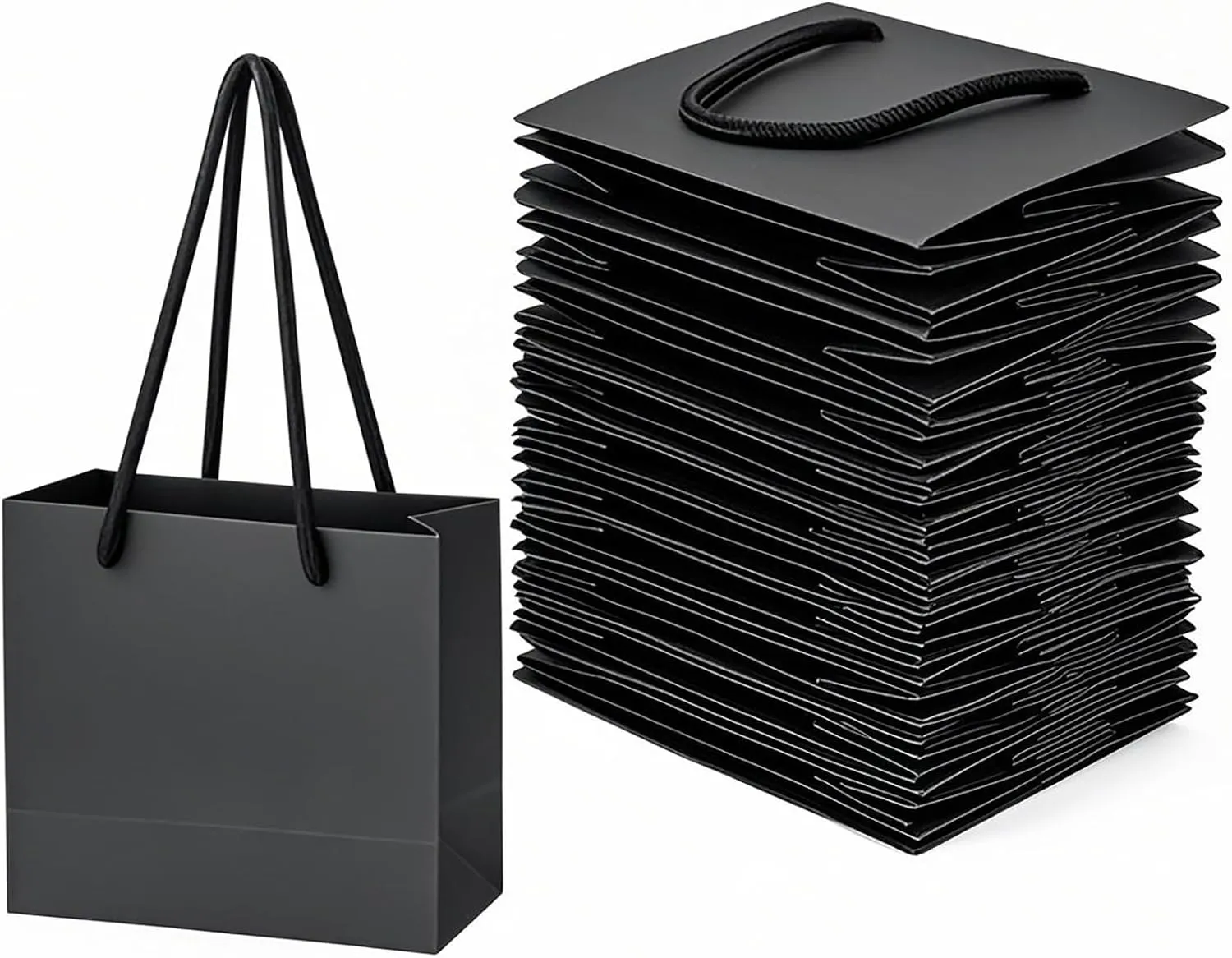 Venyat 24 Pack Extra Small Gift Bags, 4.7 x 2.4 x 4 Inches Mini Gift Bags with Handle for Birthday, Party Favors, Weddings (Black)
