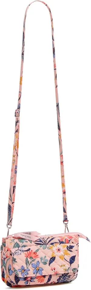 Vera Bradley Cotton Wallet Crossbody Purse with RFID Protection, Paradise Coral