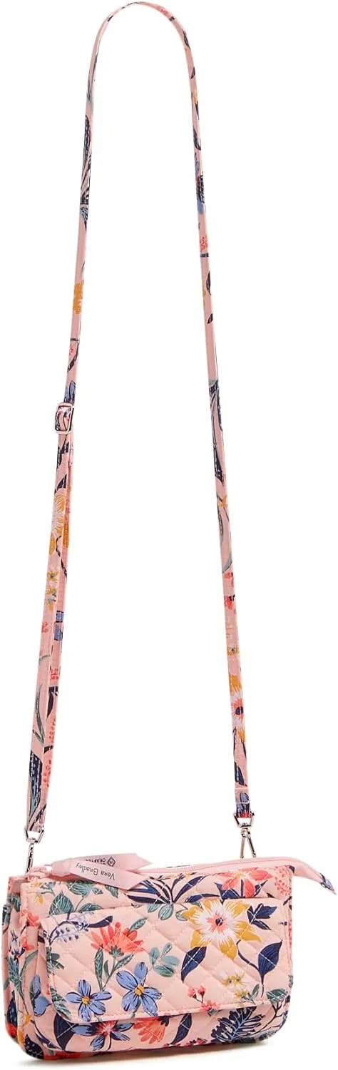 Vera Bradley Cotton Wallet Crossbody Purse with RFID Protection, Paradise Coral