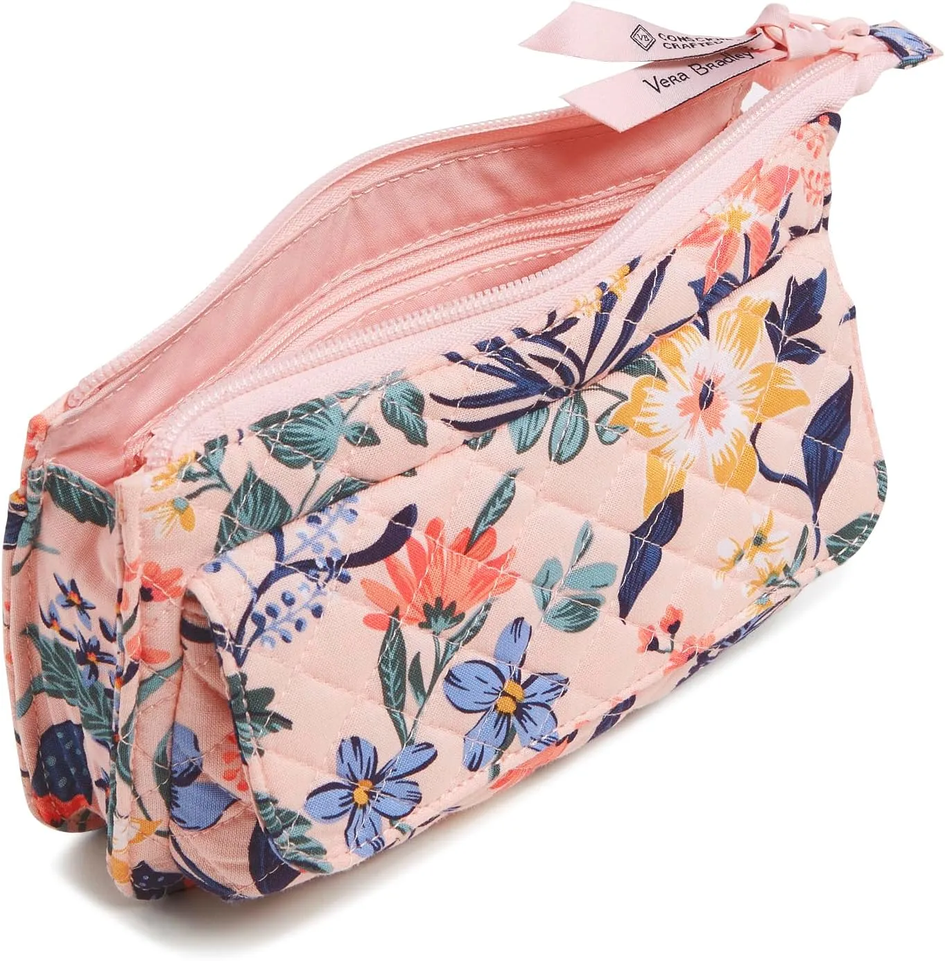 Vera Bradley Cotton Wallet Crossbody Purse with RFID Protection, Paradise Coral