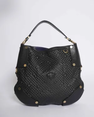 Versace Leather Hobo Bag In Black